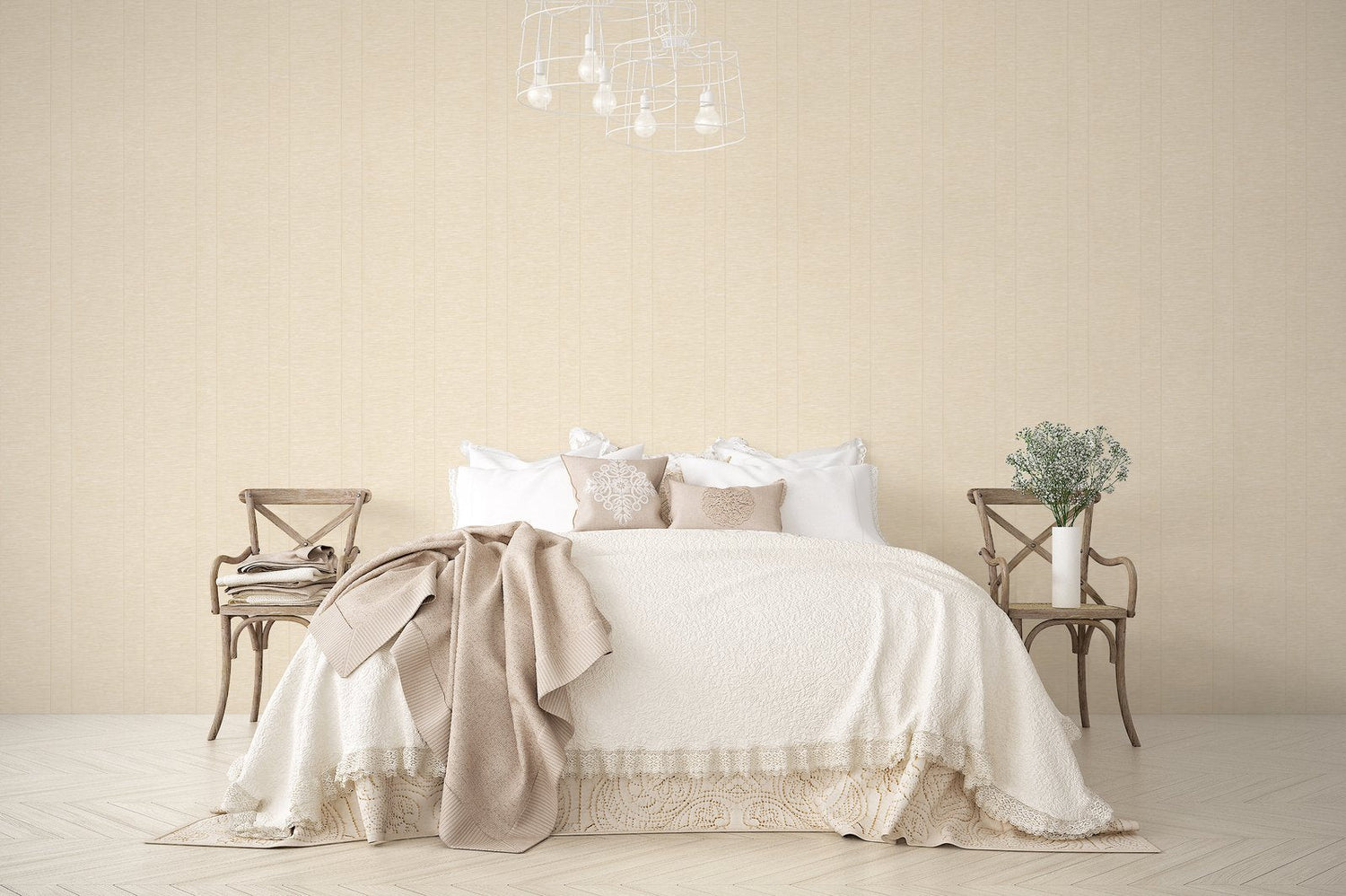 Stripe wallpaper in cream color - pattern number G67637 - by Galerie in the Palazzo 2 collection