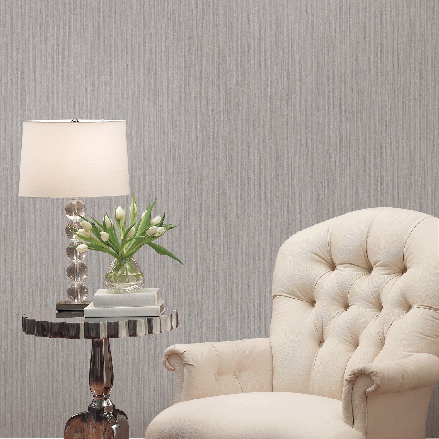 Vertical Texture wallpaper in silver grey color - pattern number G67660 - by Galerie in the Palazzo 2 collection