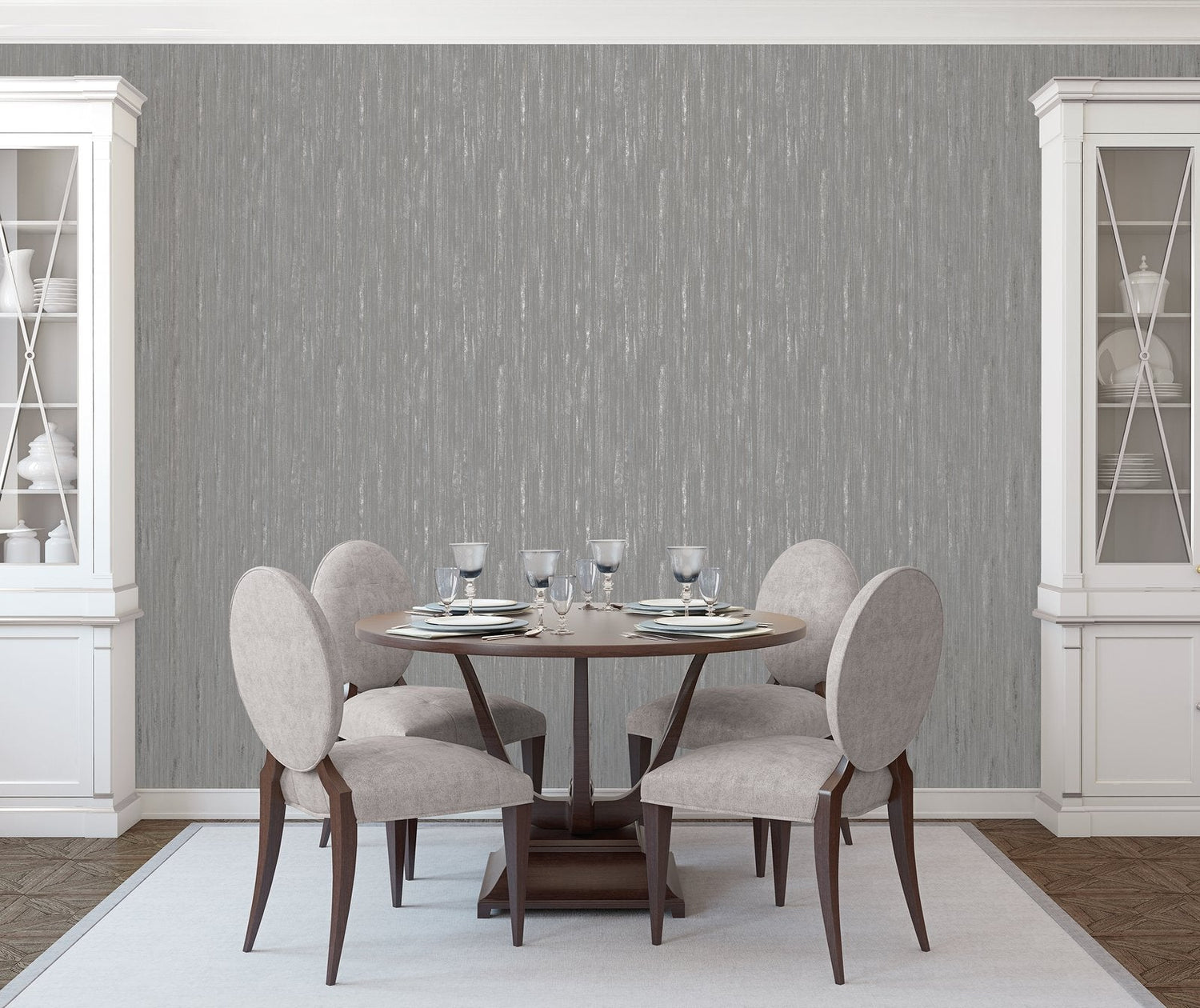 Glitter Stripe wallpaper in silver grey color - pattern number G67706 - by Galerie in the Special FX 2 collection