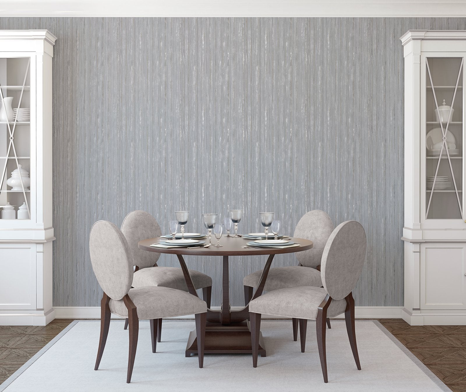 Glitter Stripe wallpaper in silver grey color - pattern number G67707 - by Galerie in the Special FX 2 collection