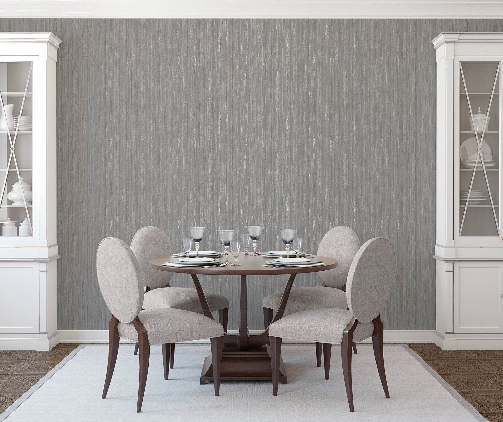 Glitter Stripe wallpaper in silver grey color - pattern number G67708 - by Galerie in the Special FX 2 collection