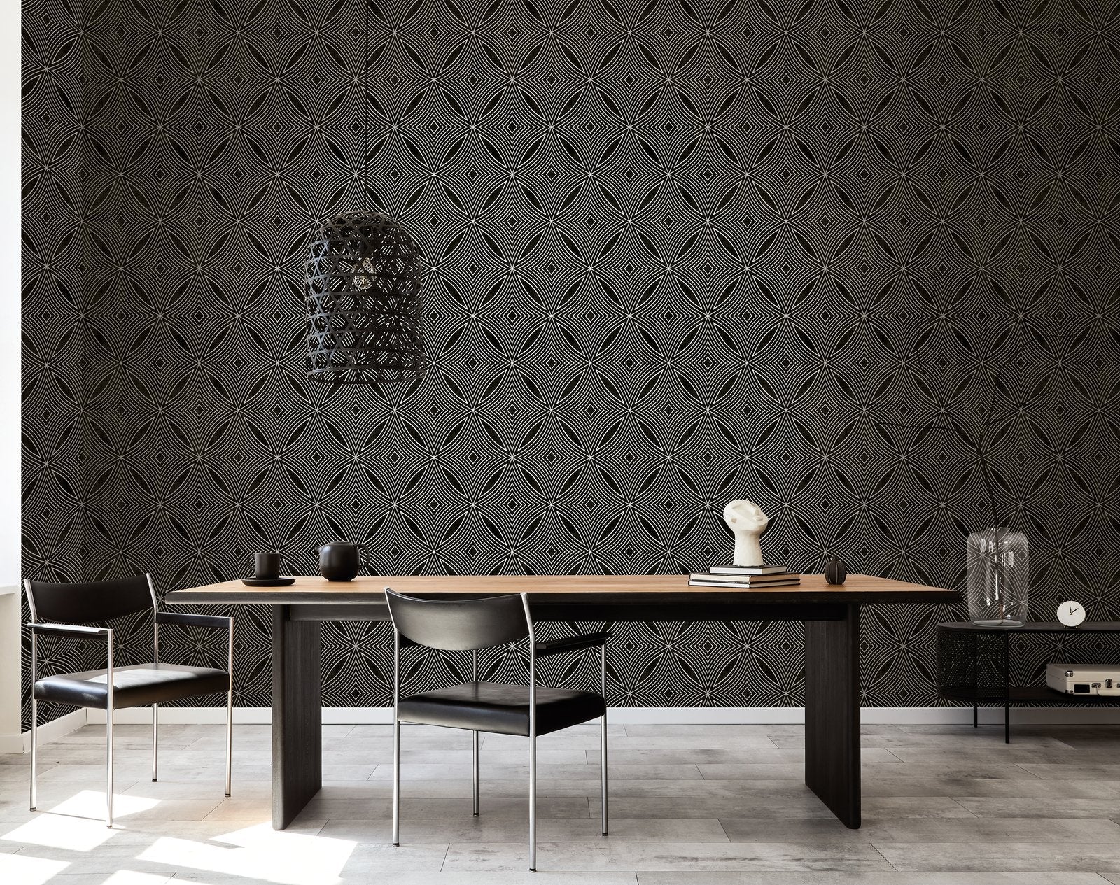 Metallic Spiral wallpaper in black color - pattern number G67732 - by Galerie in the Special FX 2 collection