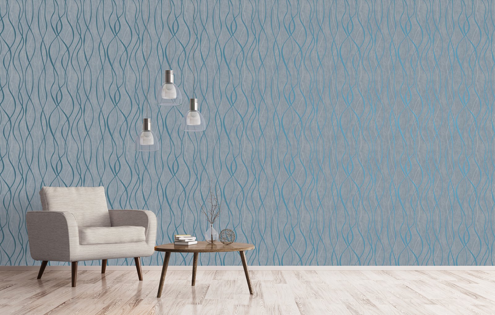 Glitter Ribbons wallpaper in blue color - pattern number G67735 - by Galerie in the Special FX 2 collection