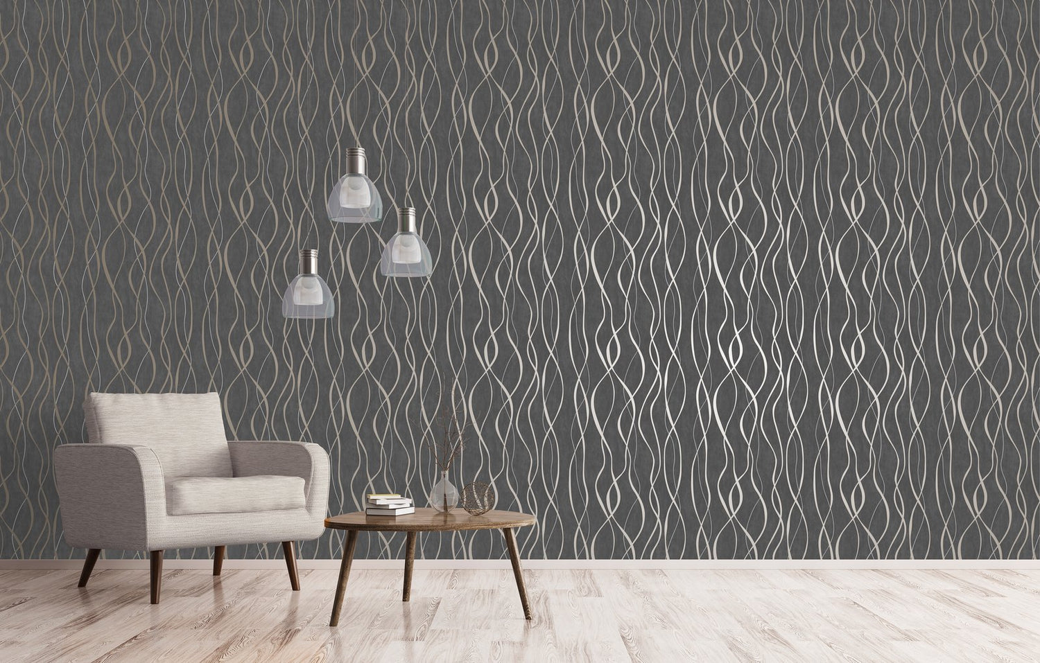 Glitter Ribbons wallpaper in bronze brown color - pattern number G67737 - by Galerie in the Special FX 2 collection