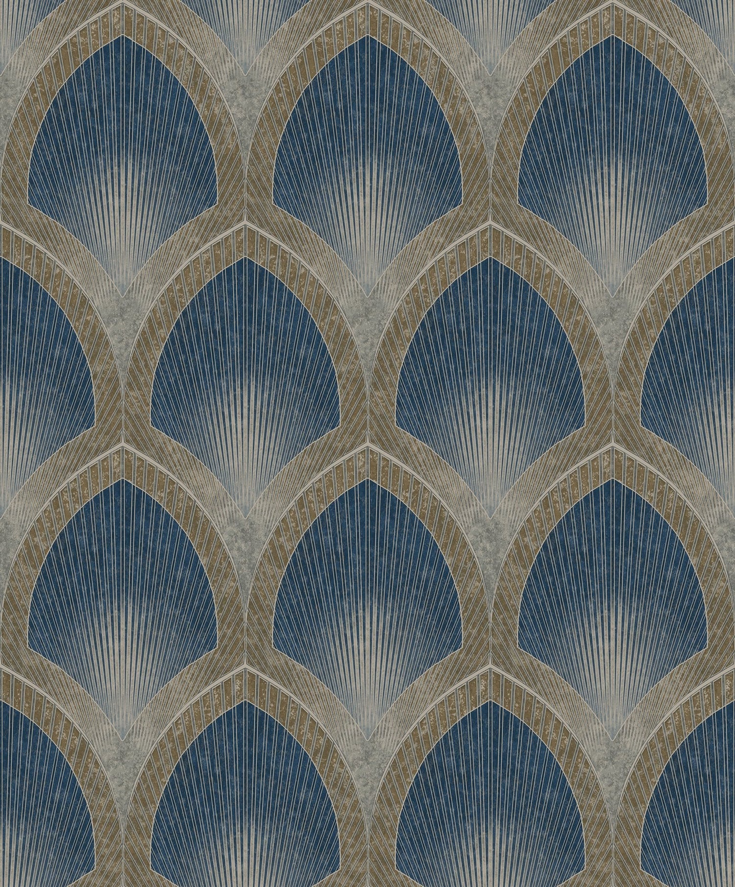 Nouveau Scallop wallpaper in blue color - pattern number G68083 - by Galerie in the Special FX 2 collection