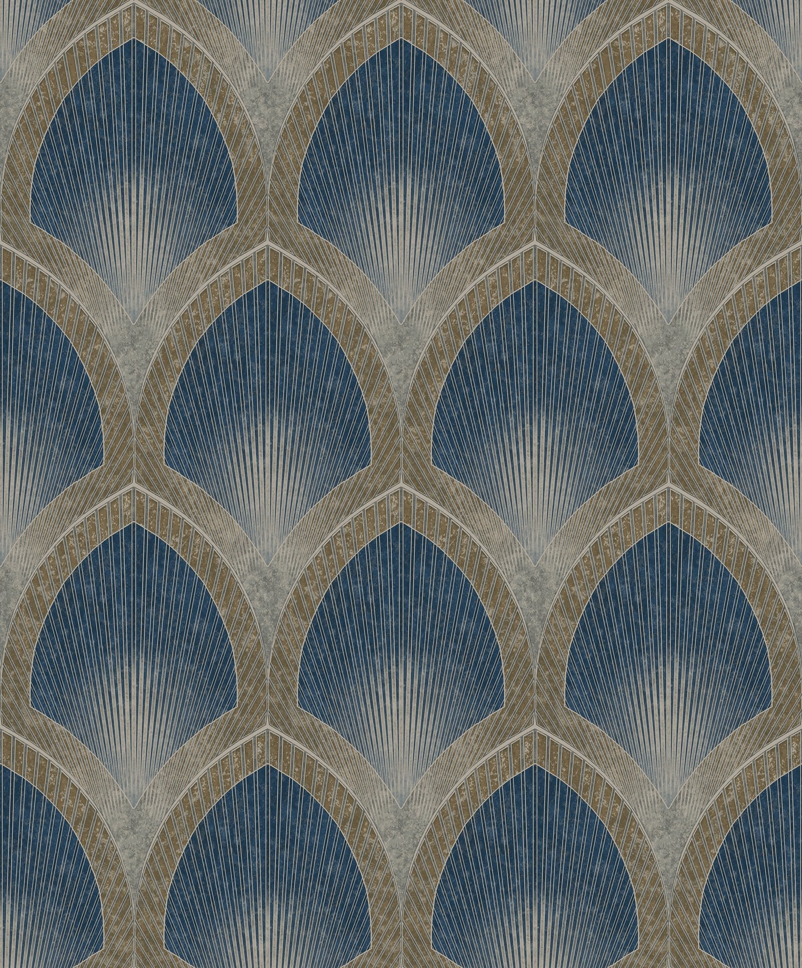 Nouveau Scallop wallpaper in blue color - pattern number G68083 - by Galerie in the Special FX 2 collection