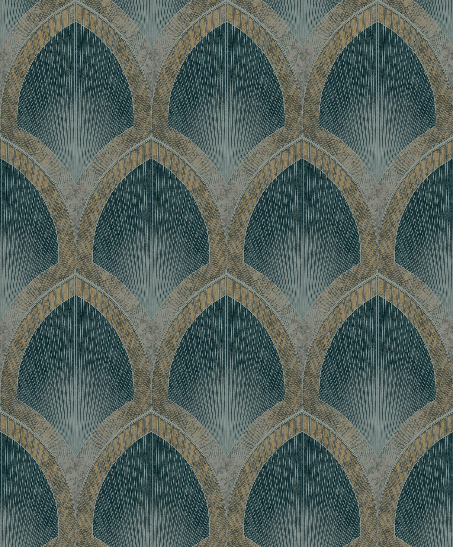 Nouveau Scallop wallpaper in green color - pattern number G68085 - by Galerie in the Special FX 2 collection