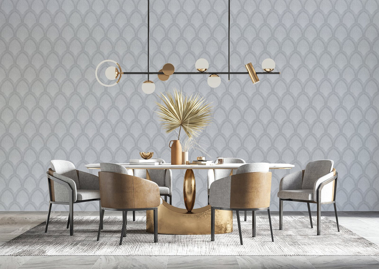 Nouveau Scallop wallpaper in silver grey color - pattern number G68086 - by Galerie in the Special FX 2 collection