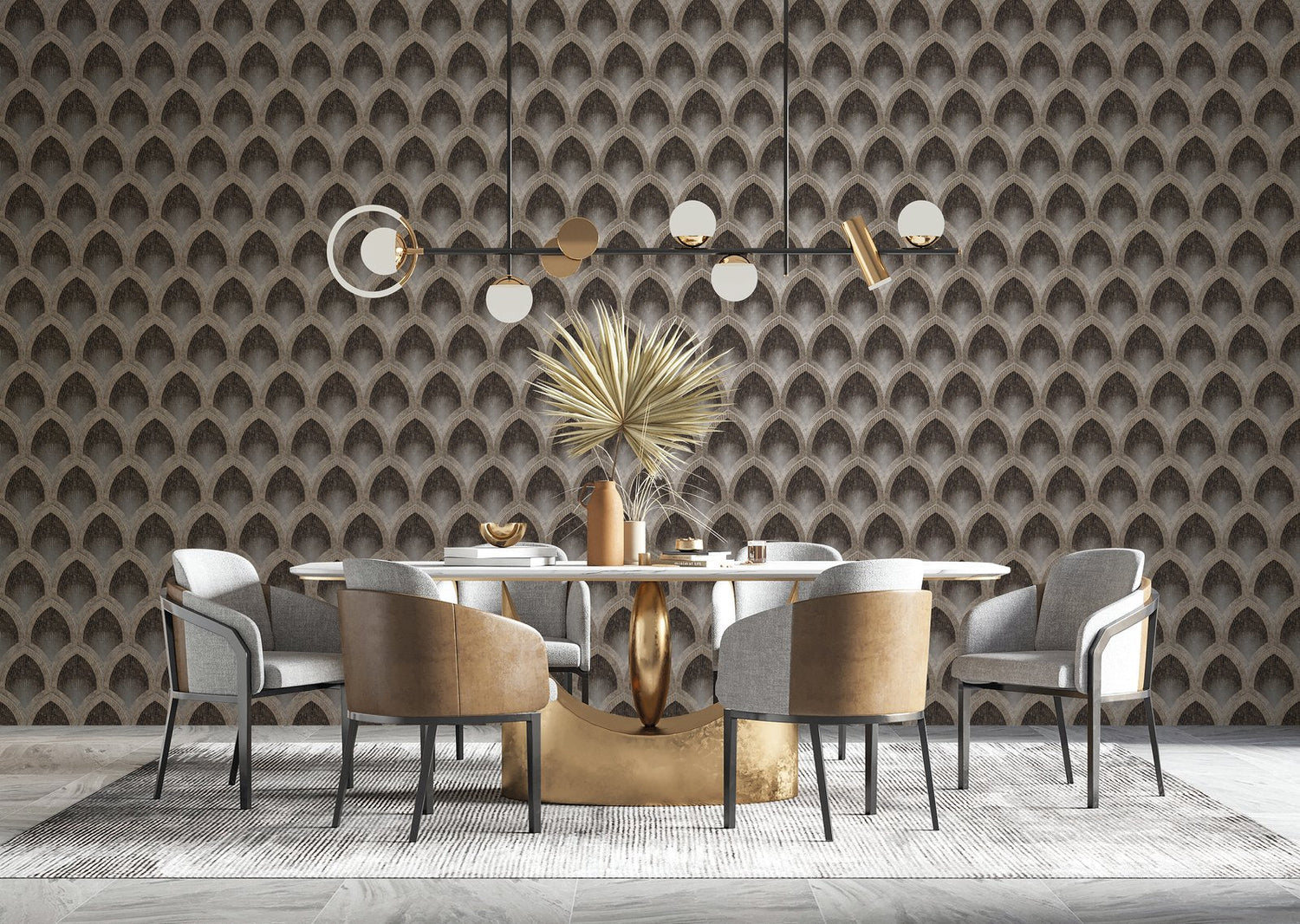 Nouveau Scallop wallpaper in bronze brown color - pattern number G68087 - by Galerie in the Special FX 2 collection