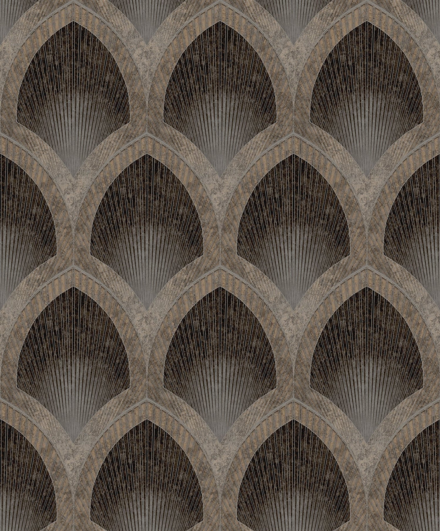 Nouveau Scallop wallpaper in bronze brown color - pattern number G68087 - by Galerie in the Special FX 2 collection