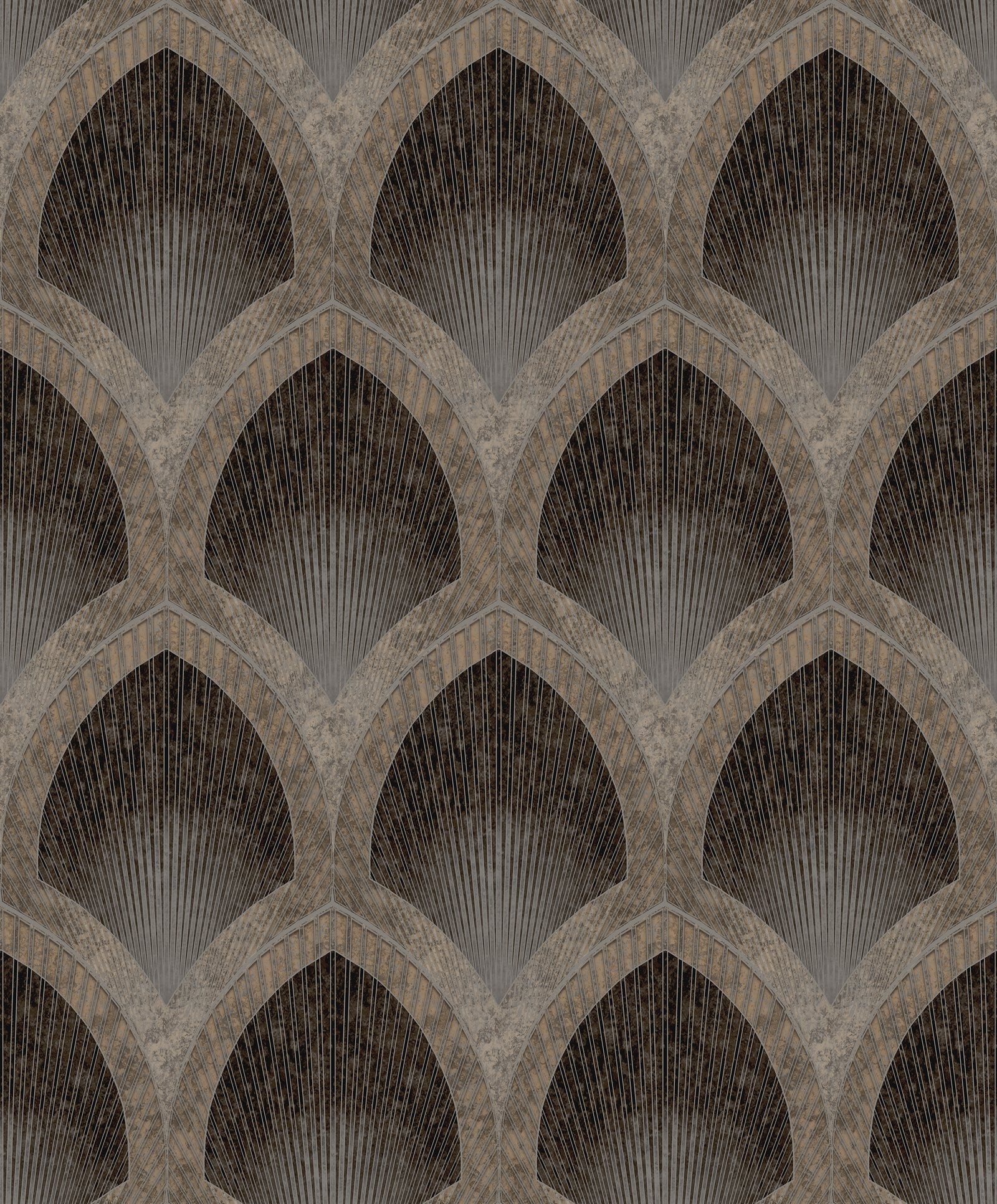 Nouveau Scallop wallpaper in bronze brown color - pattern number G68087 - by Galerie in the Special FX 2 collection
