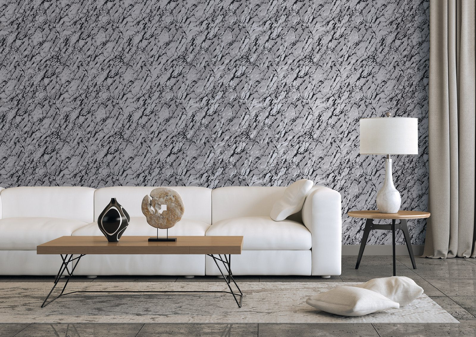 Special Marble wallpaper in silver grey color - pattern number G68096 - by Galerie in the Special FX 2 collection