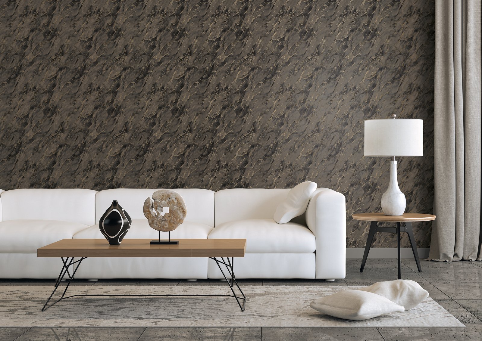 Special Marble wallpaper in bronze brown color - pattern number G68097 - by Galerie in the Special FX 2 collection