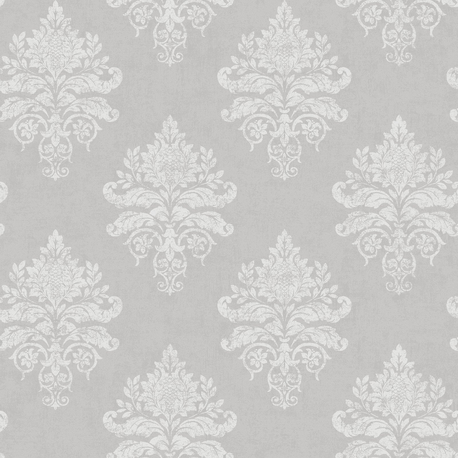 Medallion Damask wallpaper in silver grey color - pattern number G68670 - by Galerie in the Palazzo 2 collection