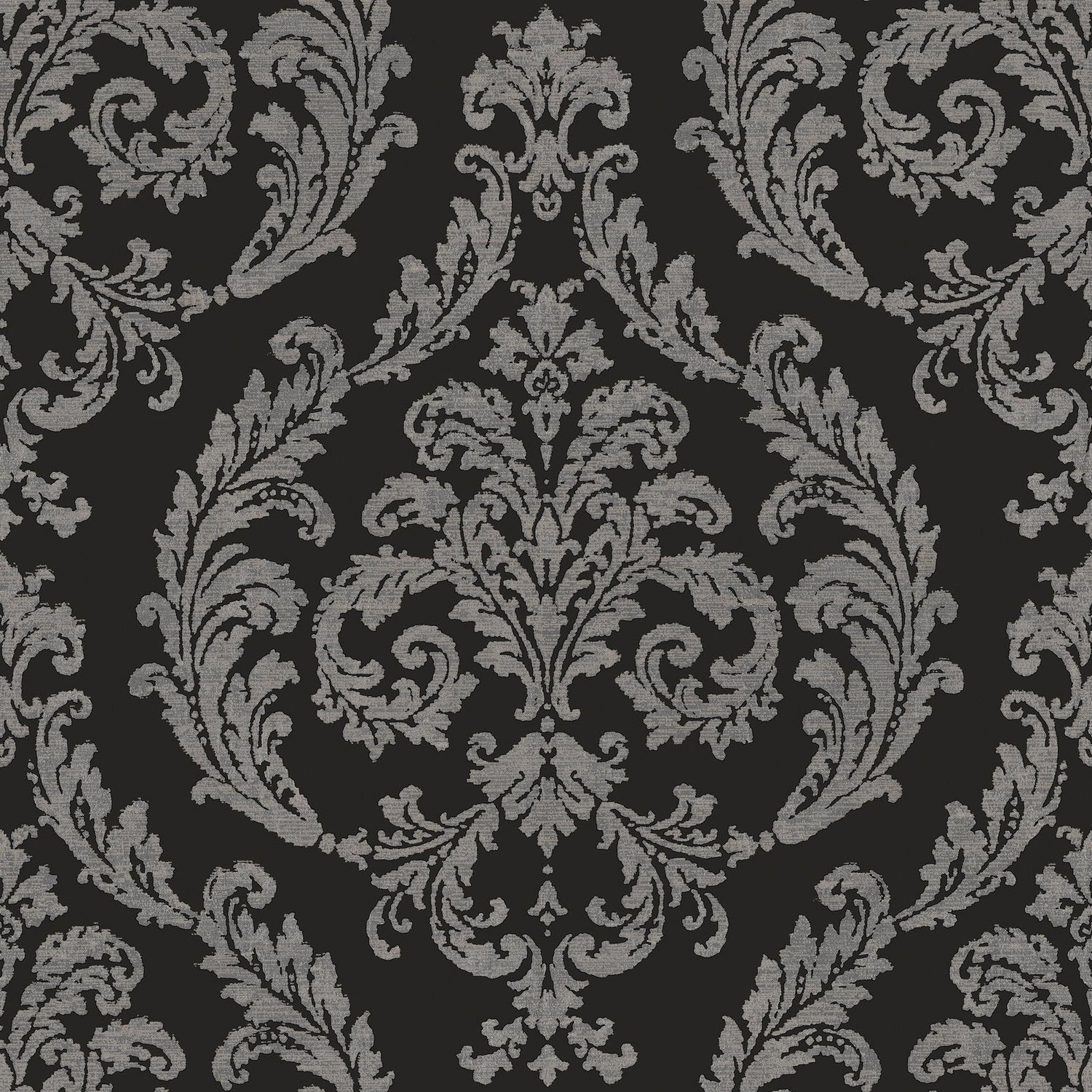 Silk Damask wallpaper in black color - pattern number G68676 - by Galerie in the Palazzo 2 collection