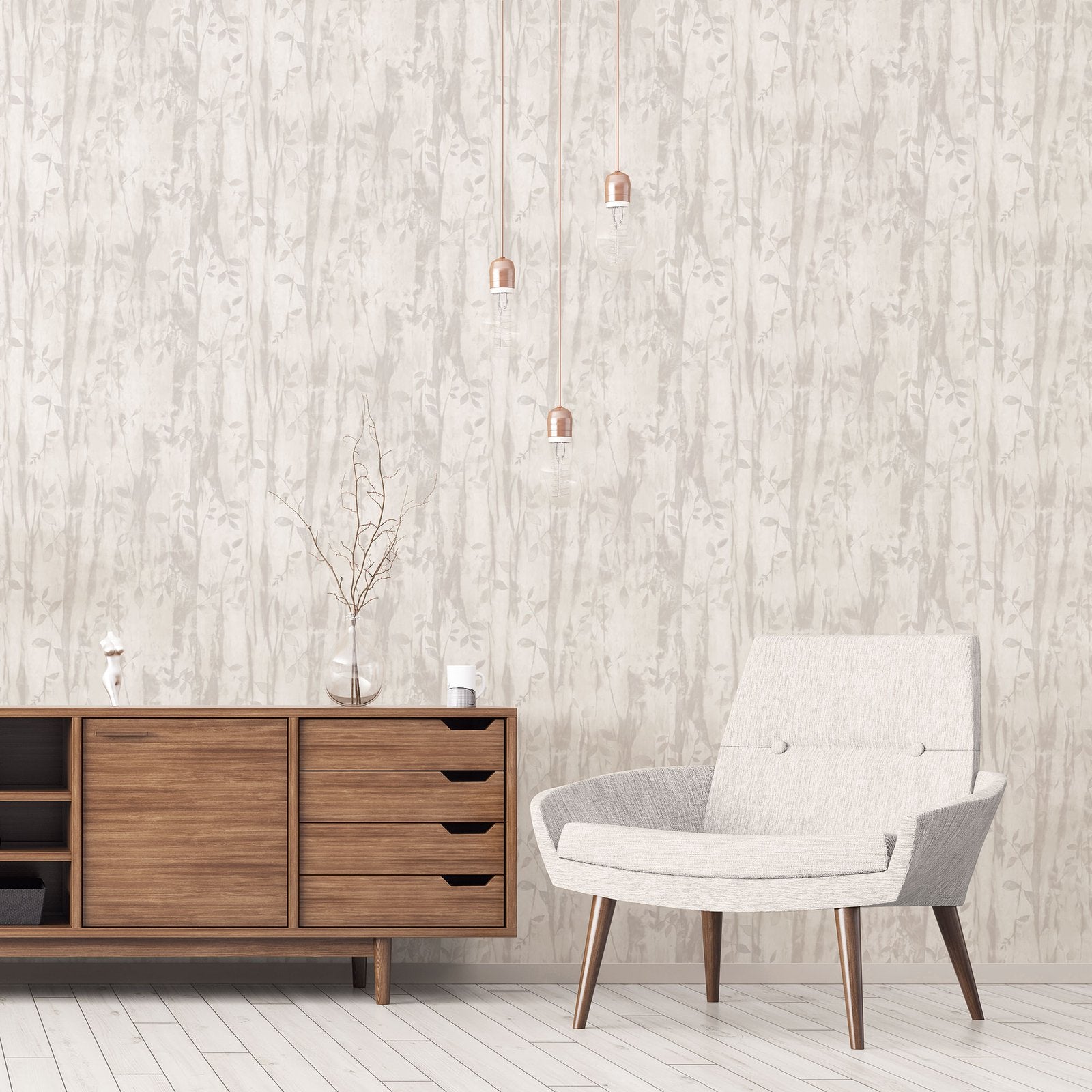 Batik Leaves wallpaper in beige color - pattern number G78231 - by Galerie in the Atmosphere collection