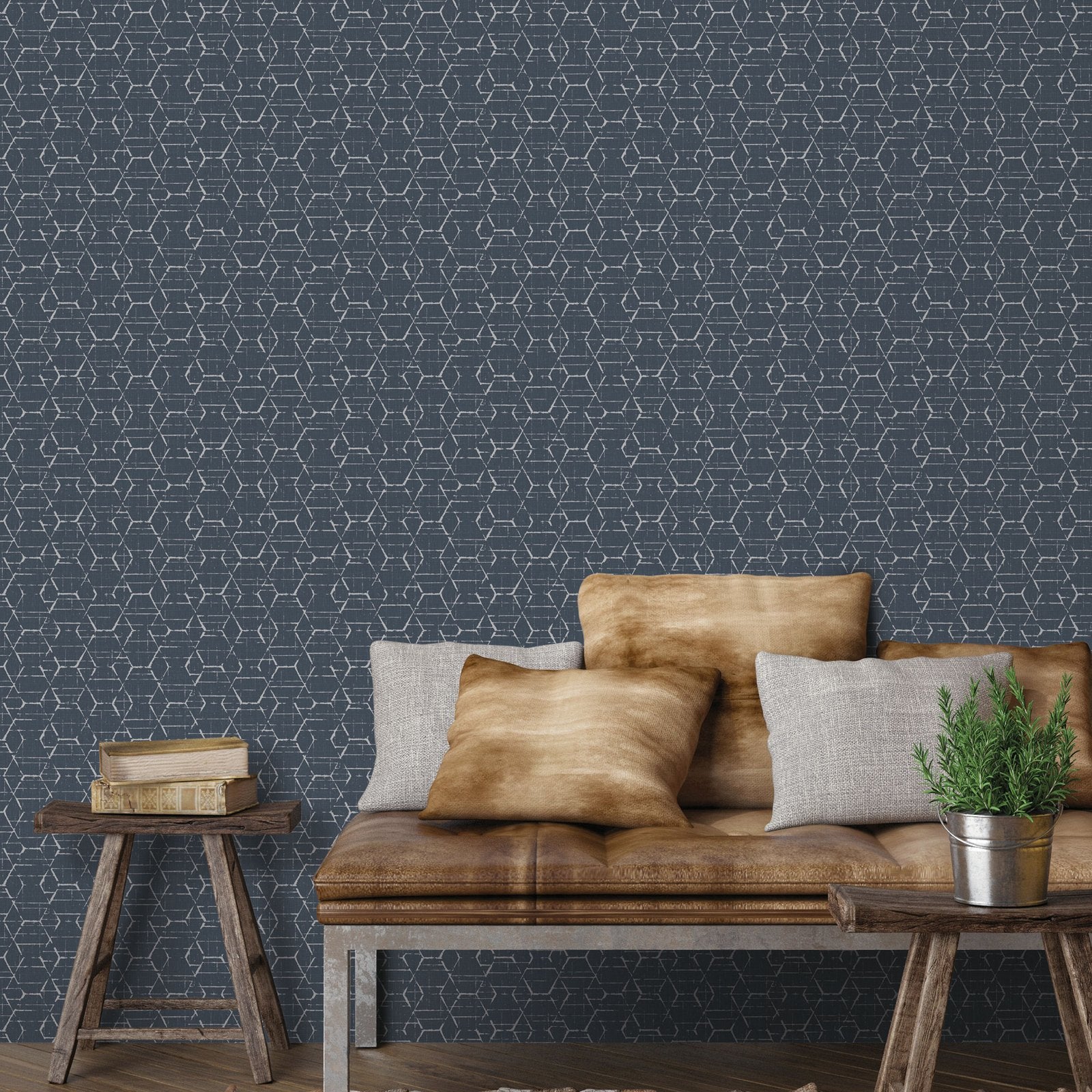 Hextex wallpaper in blue color - pattern number G78247 - by Galerie in the Atmosphere collection