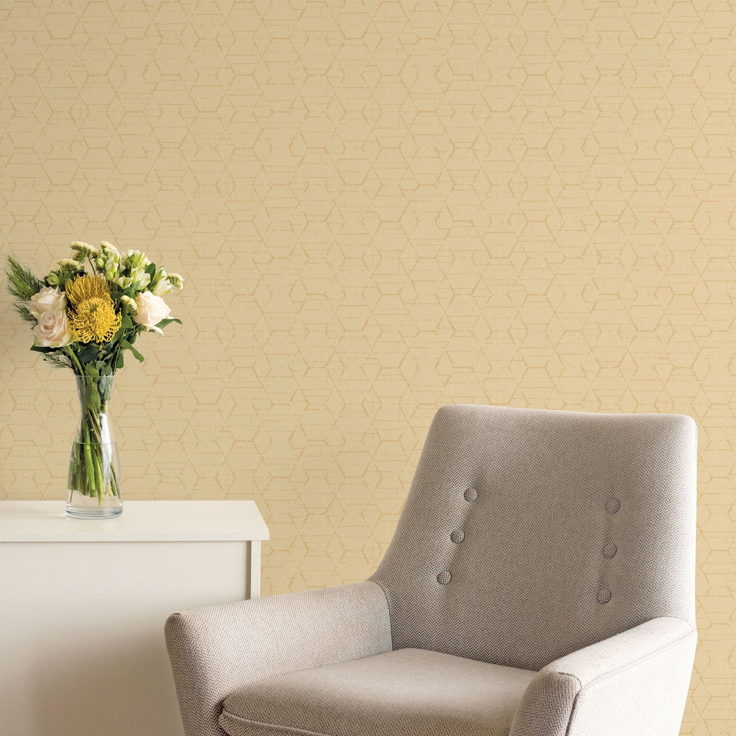 Hextex wallpaper in gold color - pattern number G78249 - by Galerie in the Atmosphere collection