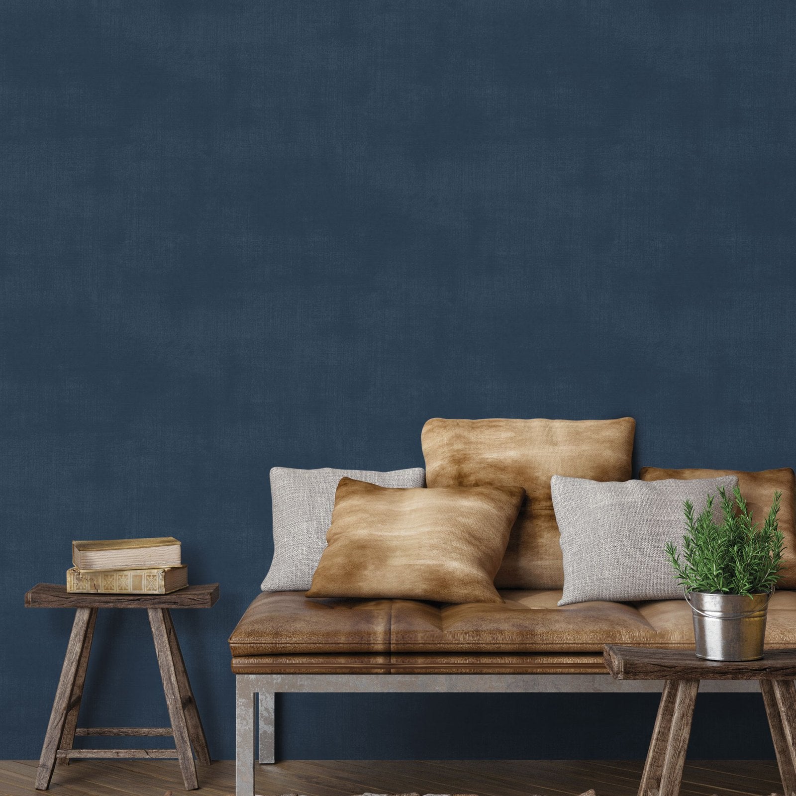 Metallic Linen wallpaper in blue color - pattern number G78254 - by Galerie in the Atmosphere collection