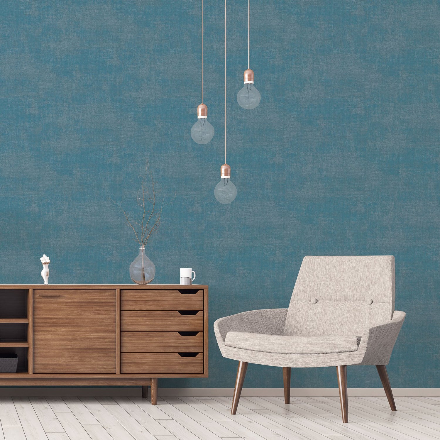 Metallic Linen wallpaper in blue color - pattern number G78257 - by Galerie in the Atmosphere collection