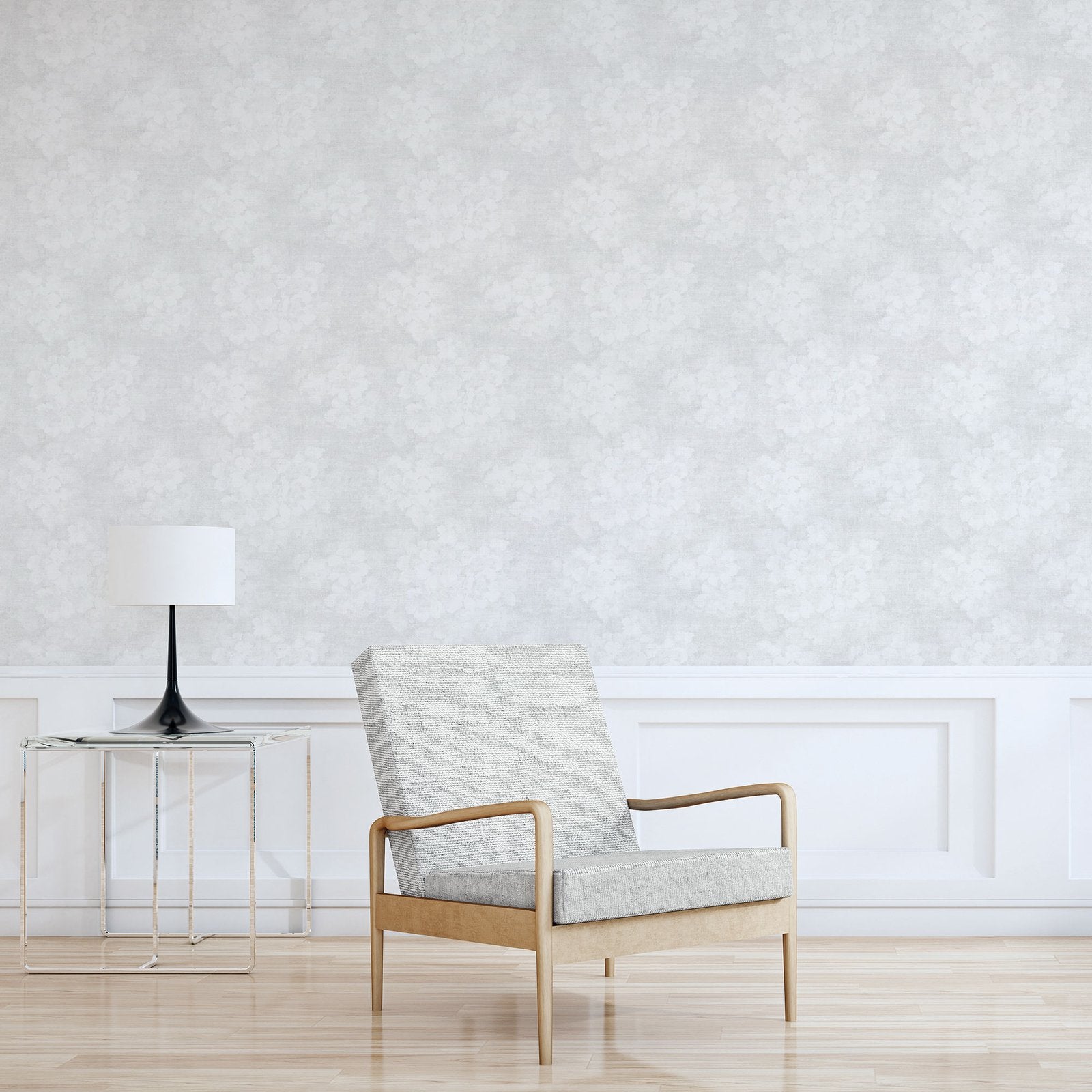 Mystic Floral wallpaper in silver grey color - pattern number G78262 - by Galerie in the Atmosphere collection