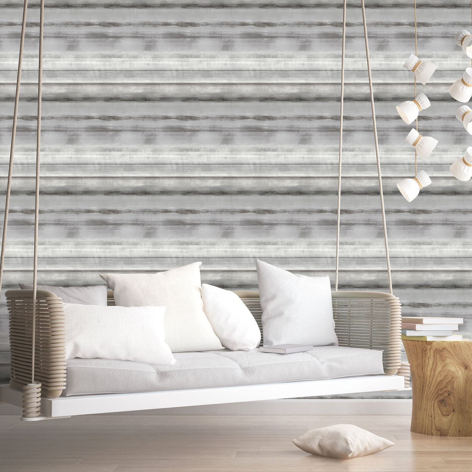Skye Stripe wallpaper in silver grey color - pattern number G78264 - by Galerie in the Atmosphere collection