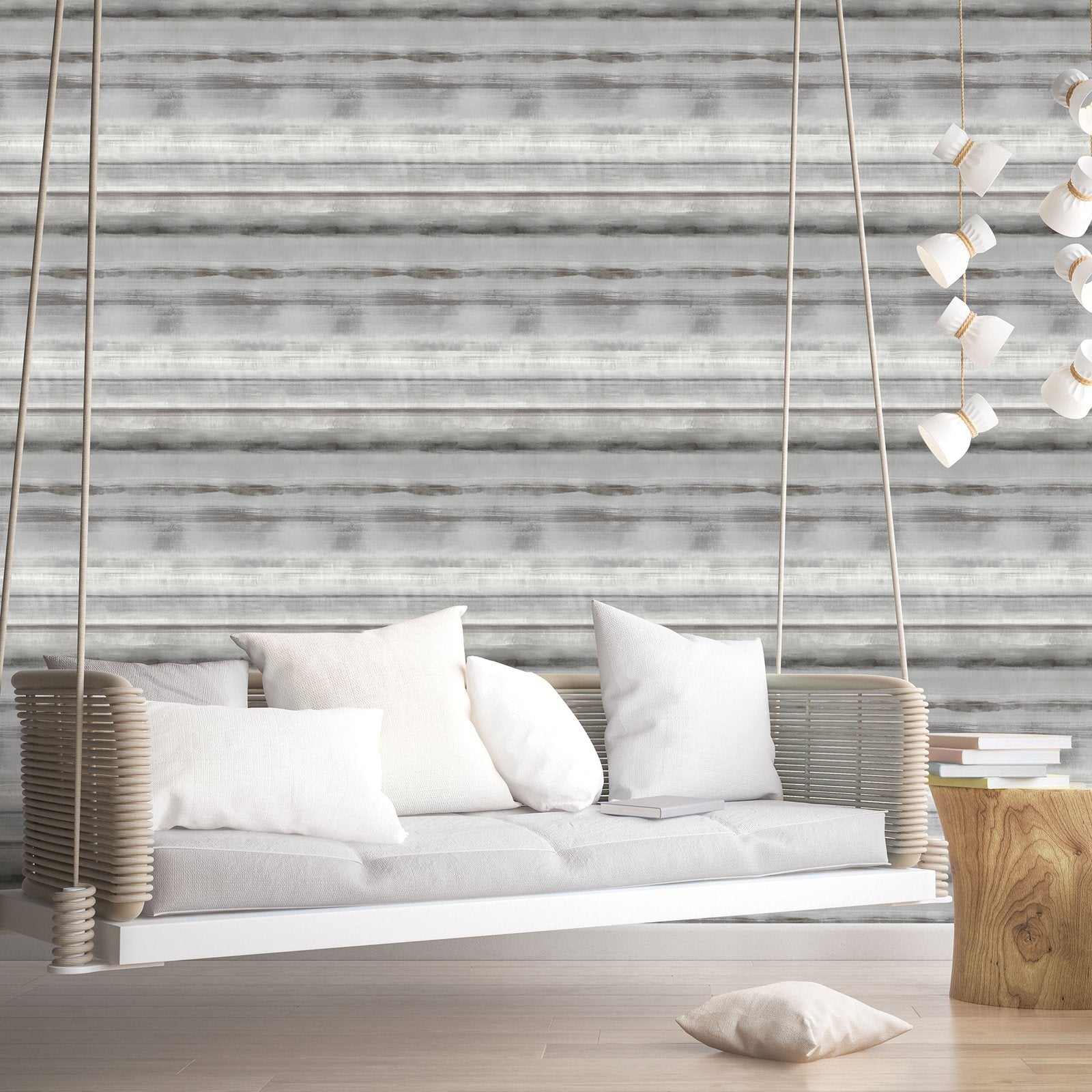 Skye Stripe wallpaper in silver grey color - pattern number G78264 - by Galerie in the Atmosphere collection
