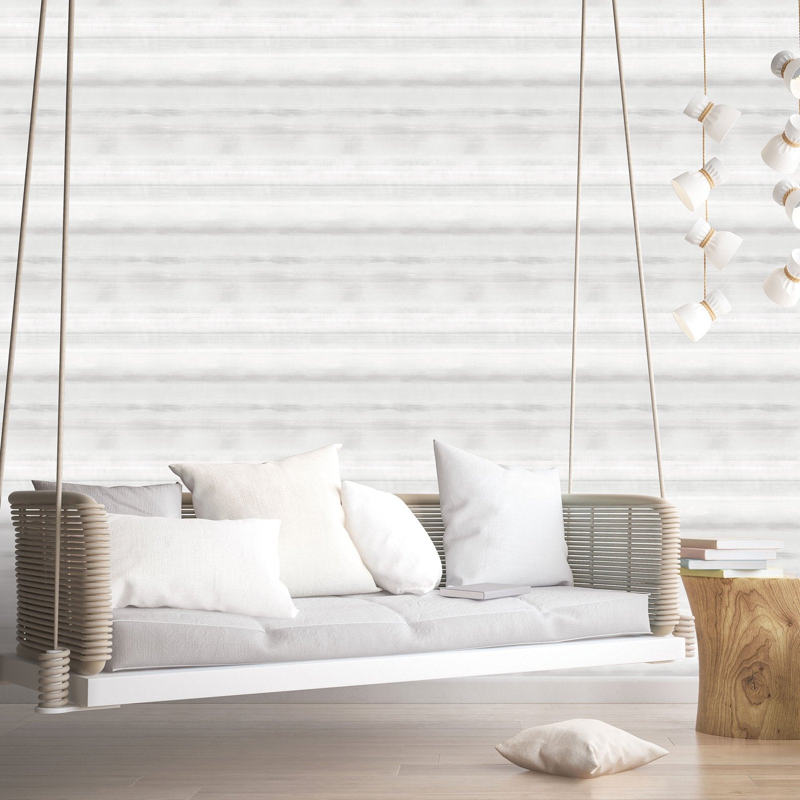 Skye Stripe wallpaper in silver grey color - pattern number G78265 - by Galerie in the Atmosphere collection