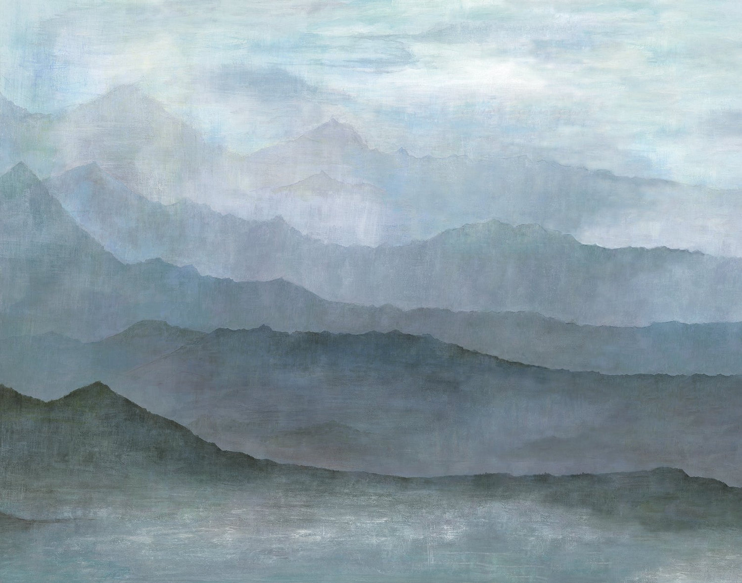 Misty Mountains mural in blue color - pattern number G78425 - by Galerie in the Atmosphere collection