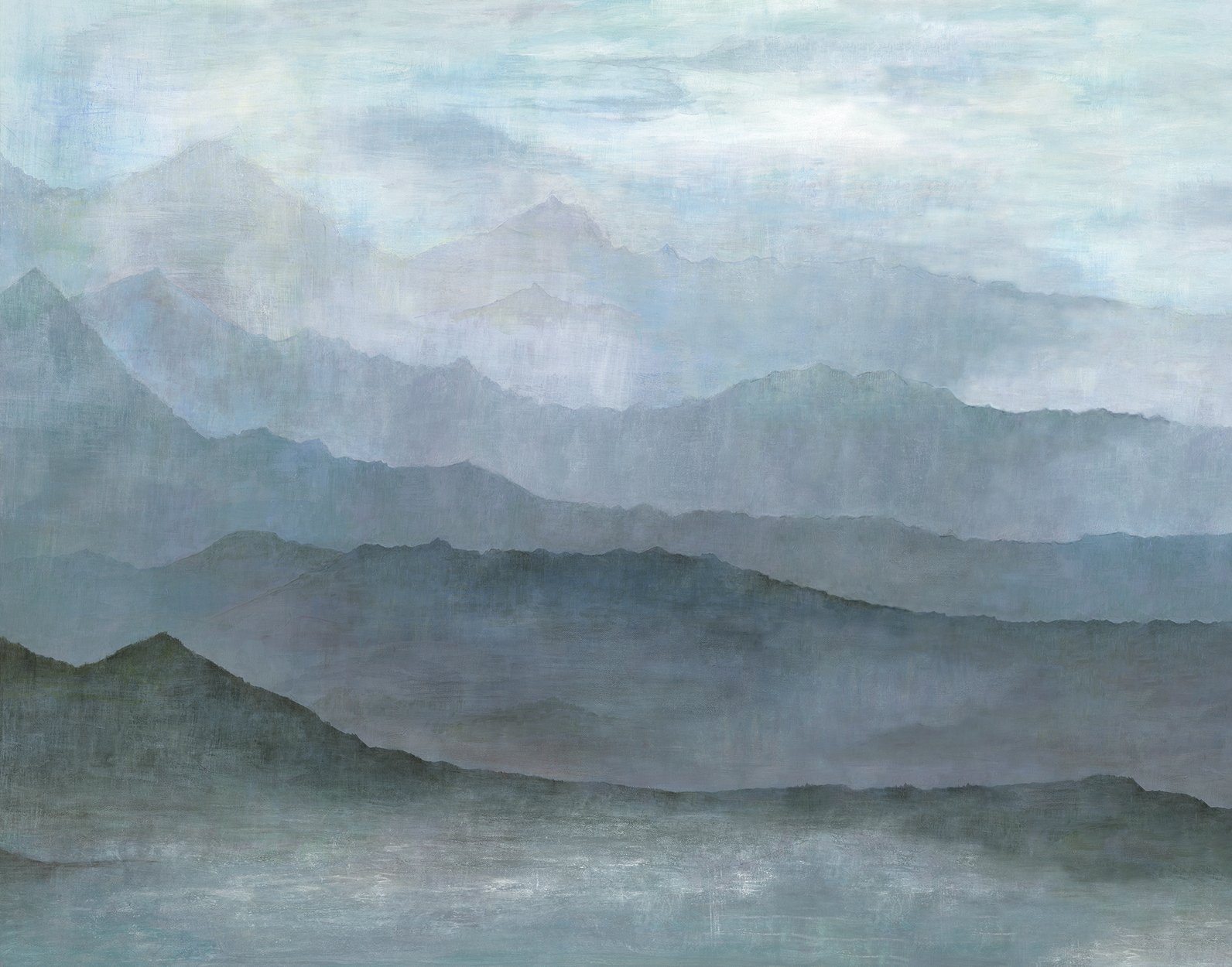 Misty Mountains mural in blue color - pattern number G78425 - by Galerie in the Atmosphere collection