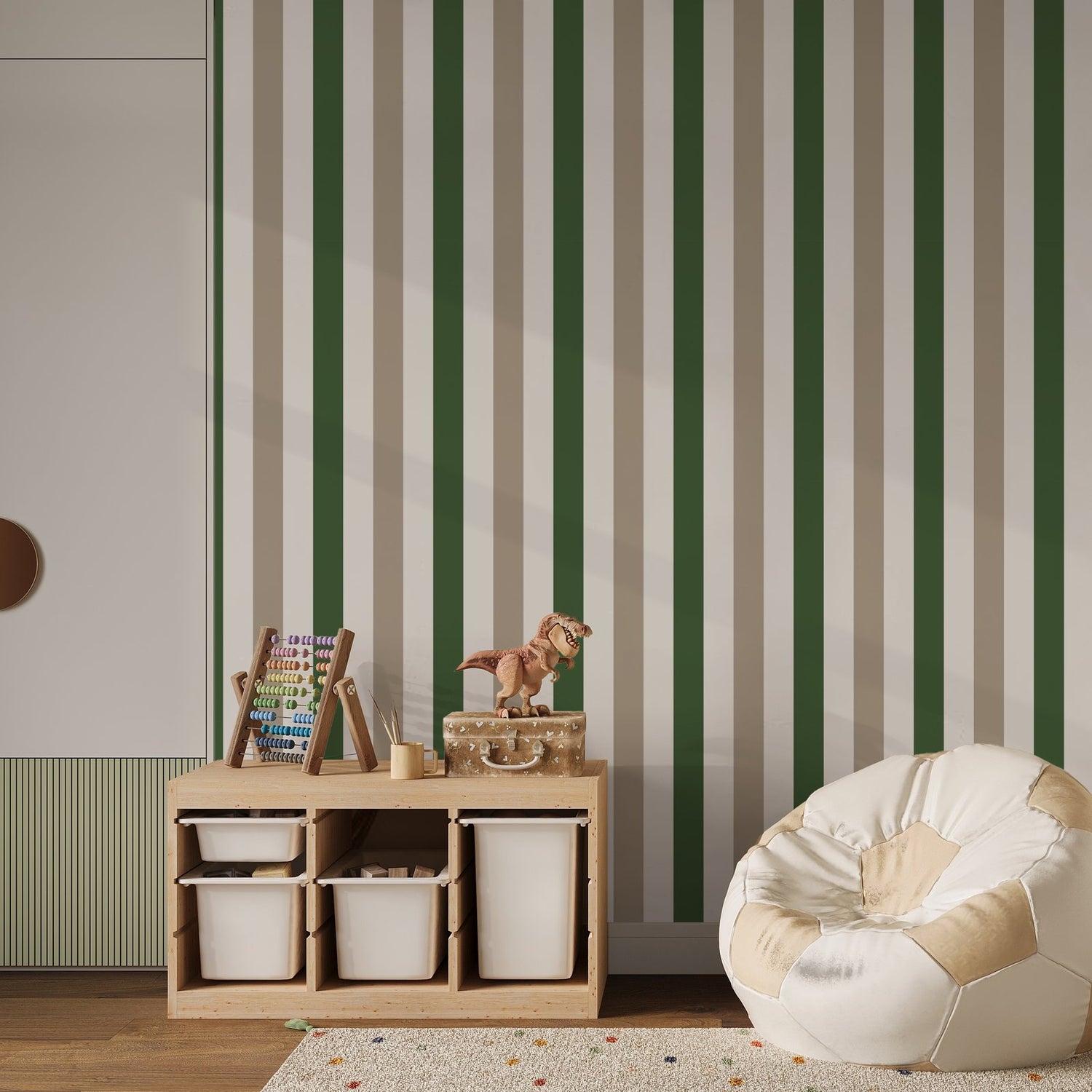 2 color Awning Stripe Wallpaper in Green color - pattern number G78550 - by Galerie in the Kids and Teens collection