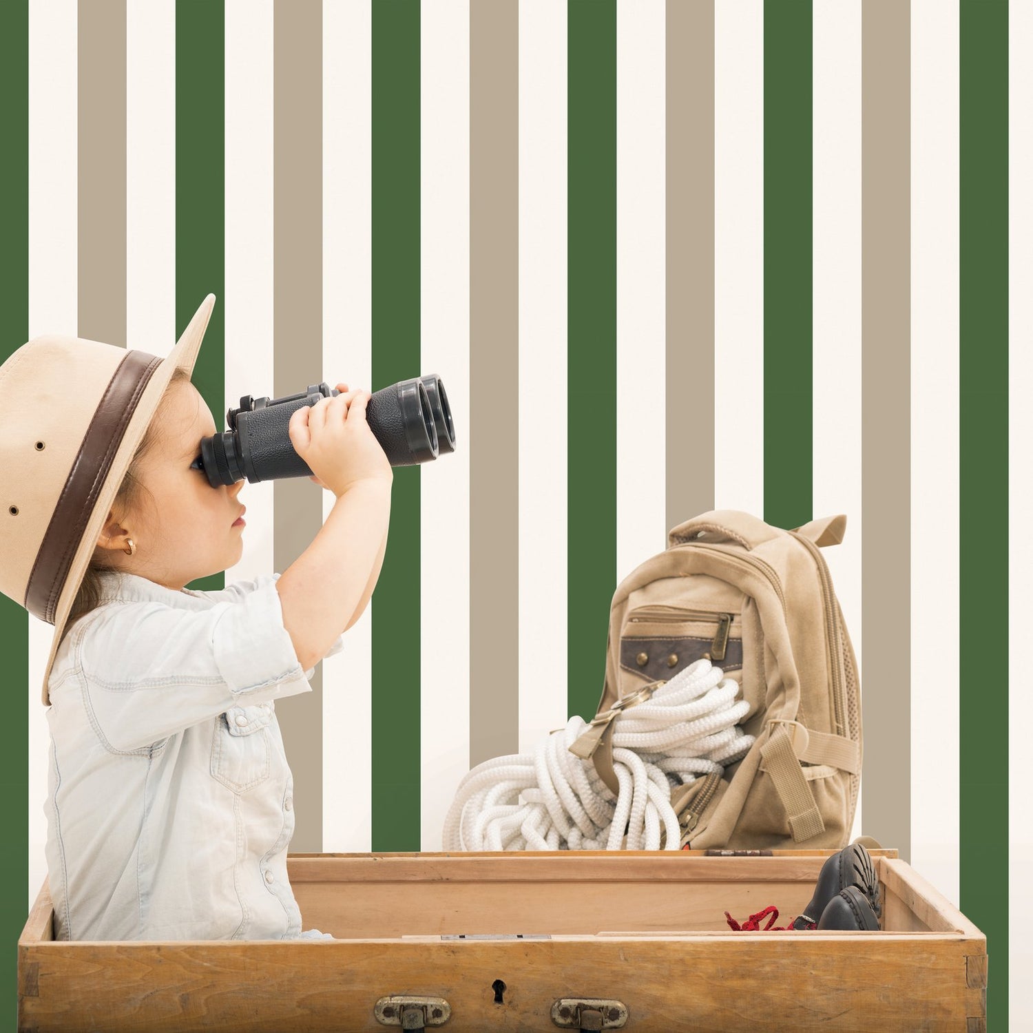 2 color Awning Stripe Wallpaper in Green color - pattern number G78550 - by Galerie in the Kids and Teens collection