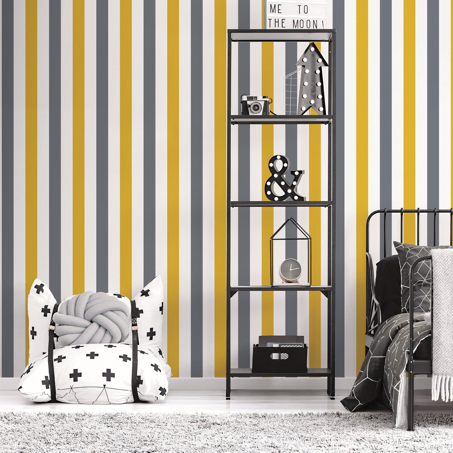 2 color Awning Stripe Wallpaper in Yellow color - pattern number G78551 - by Galerie in the Kids and Teens collection
