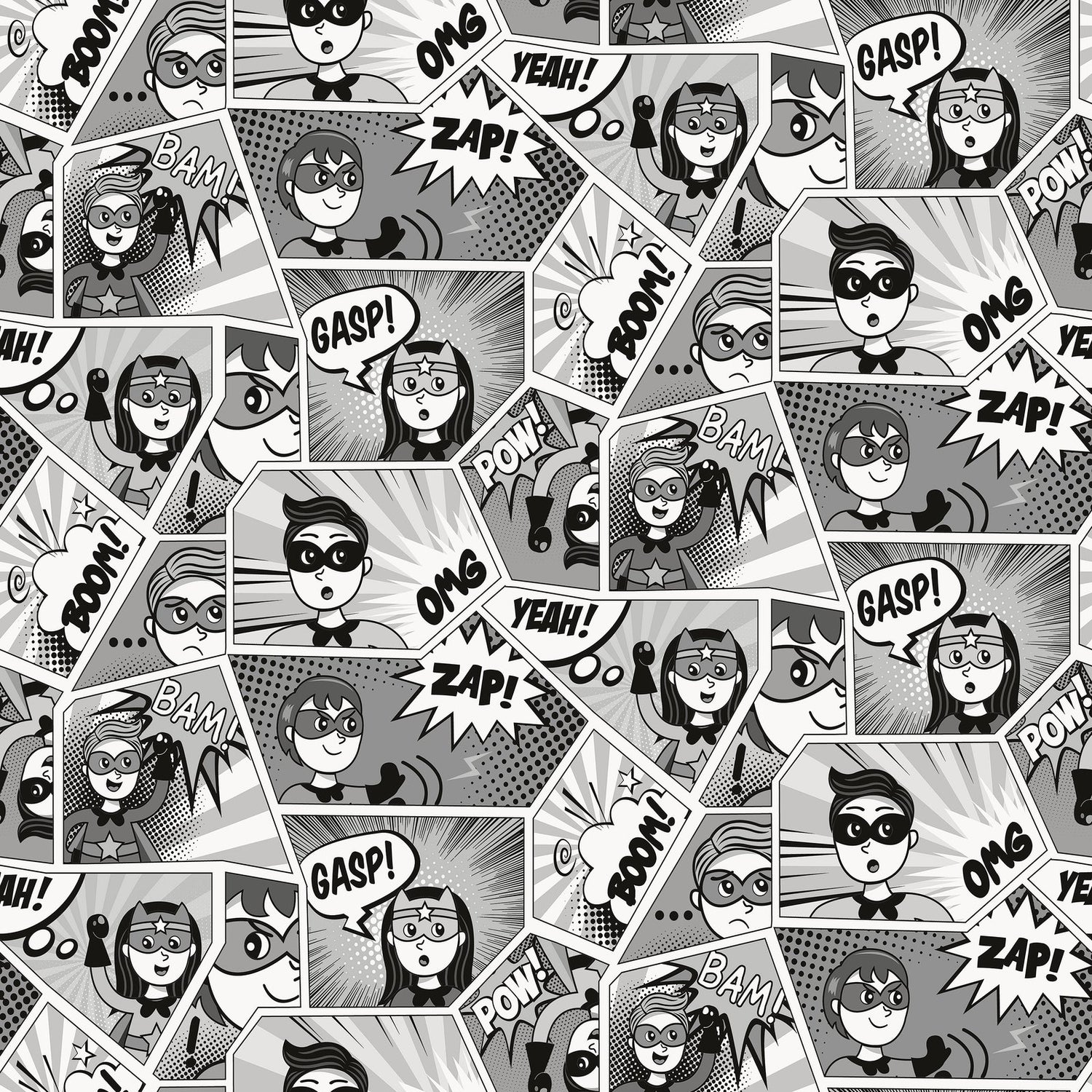 Comics Wallpaper in Grey color - pattern number G78556 - by Galerie in the Kids and Teens collection