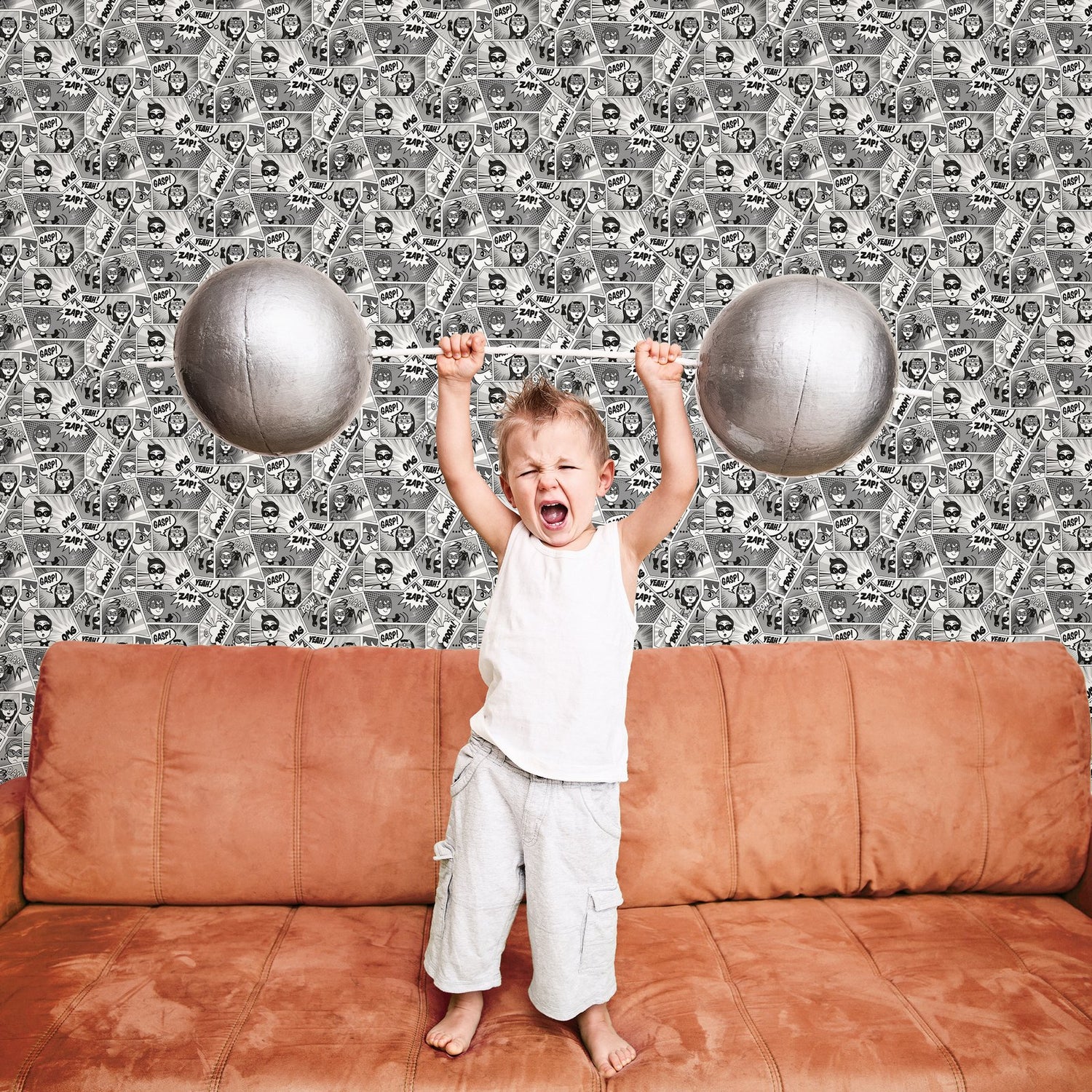 Comics Wallpaper in Grey color - pattern number G78556 - by Galerie in the Kids and Teens collection