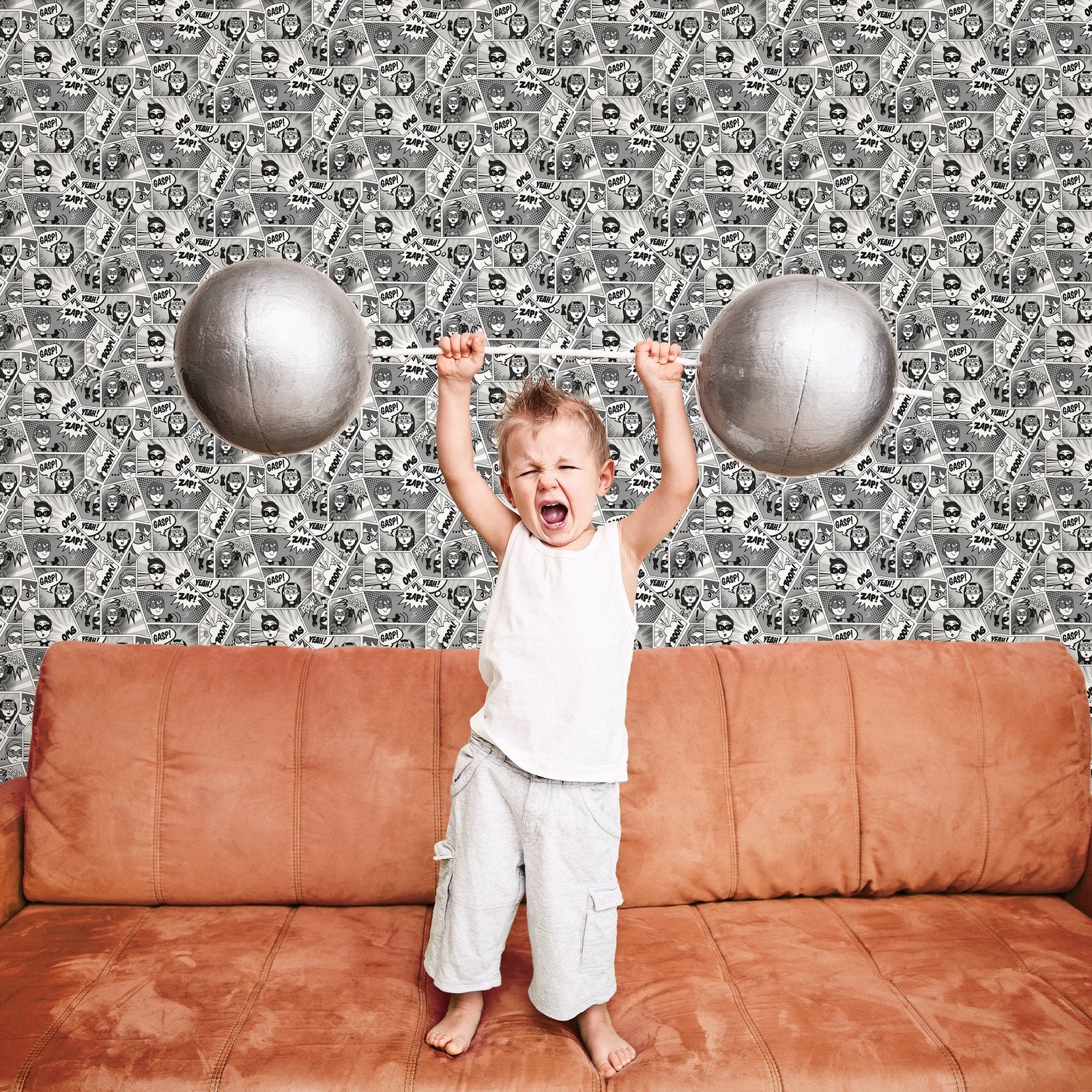 Comics Wallpaper in Grey color - pattern number G78556 - by Galerie in the Kids and Teens collection