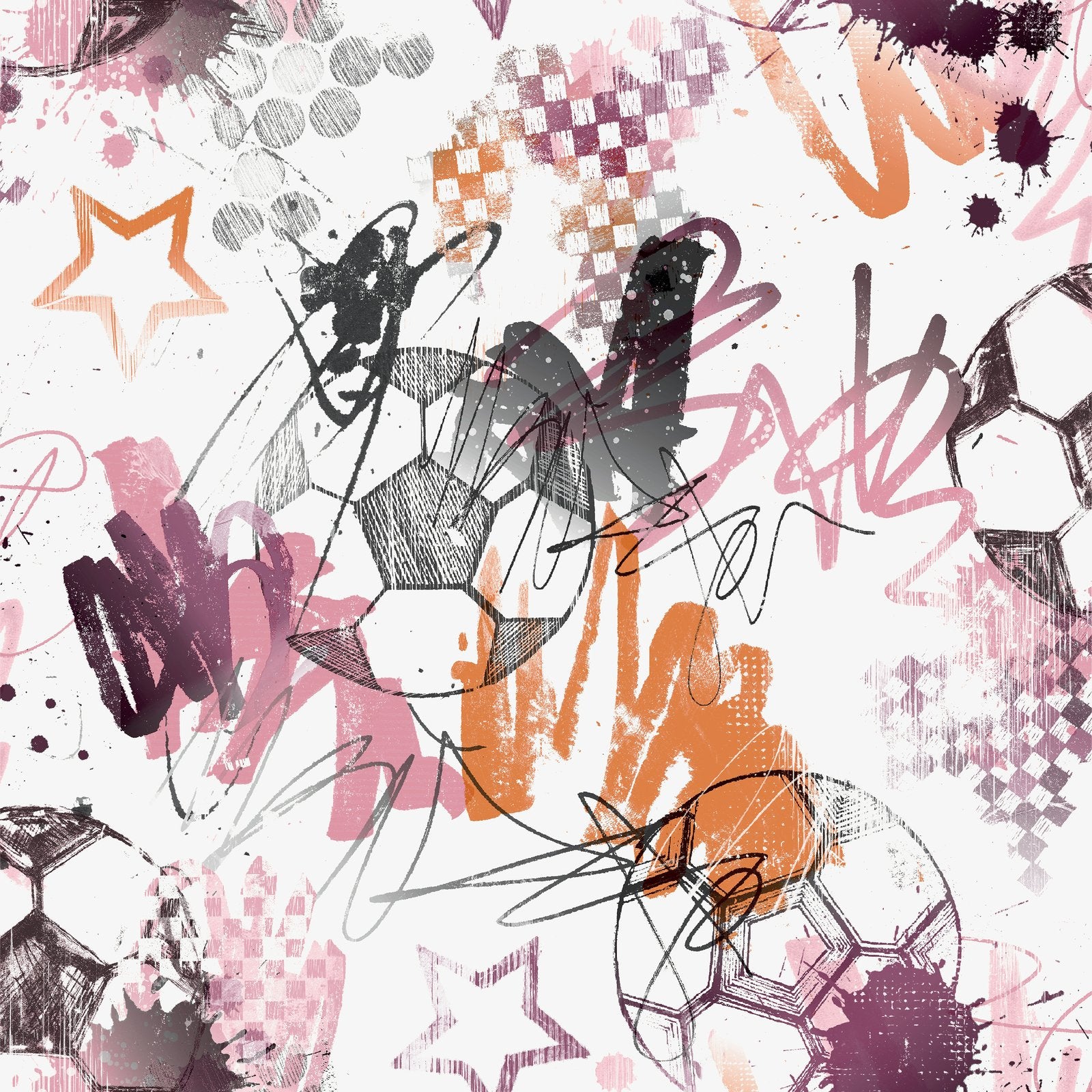 Graffiti Sports Wallpaper in Pink color - pattern number G78567 - by Galerie in the Kids and Teens collection