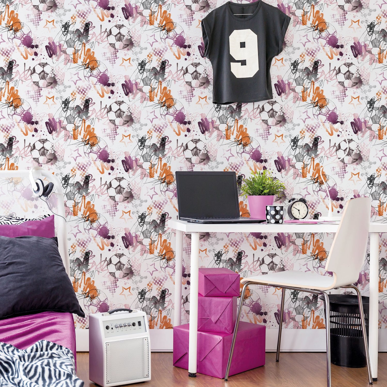 Graffiti Sports Wallpaper in Pink color - pattern number G78567 - by Galerie in the Kids and Teens collection