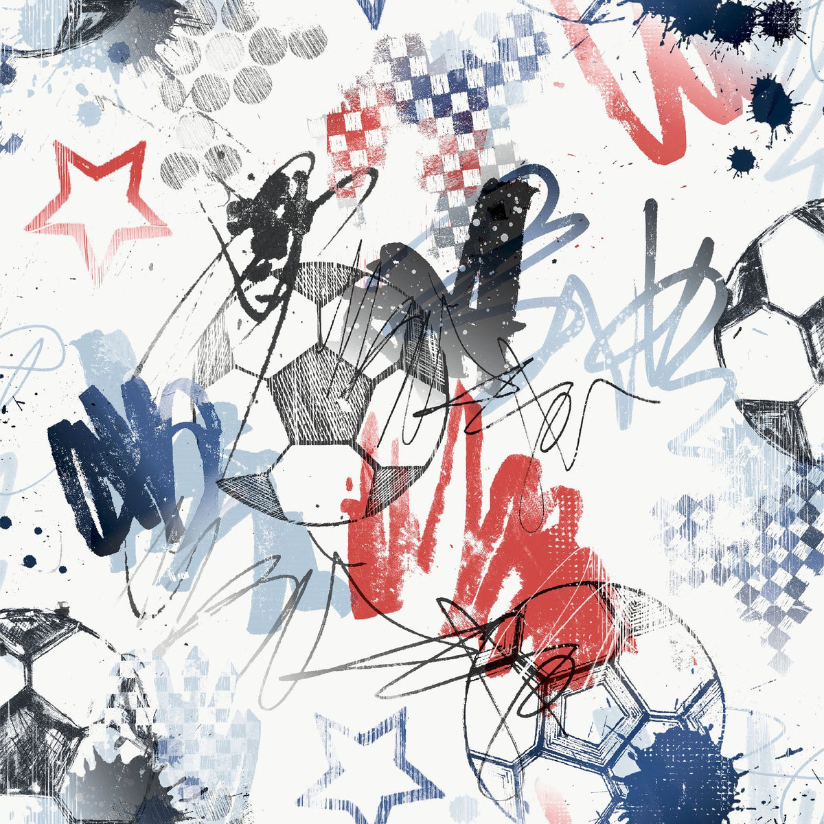 Graffiti Sports Wallpaper in Blue color - pattern number G78568 - by Galerie in the Kids and Teens collection