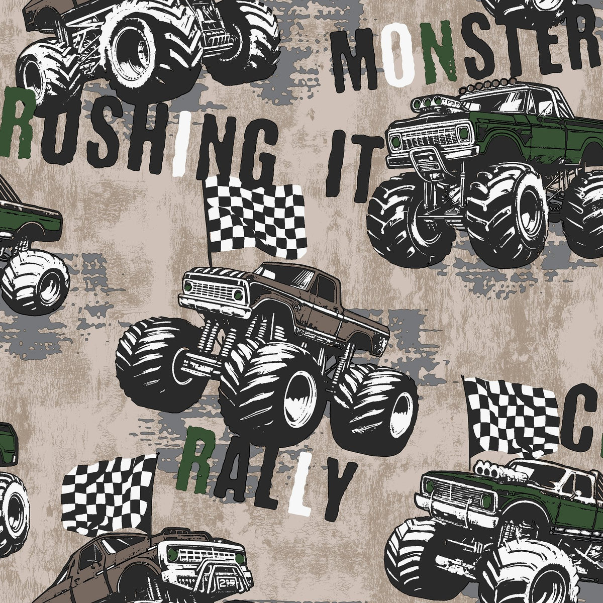 Monster Trucks Wallpaper in Beige color - pattern number G78569 - by Galerie in the Kids and Teens collection