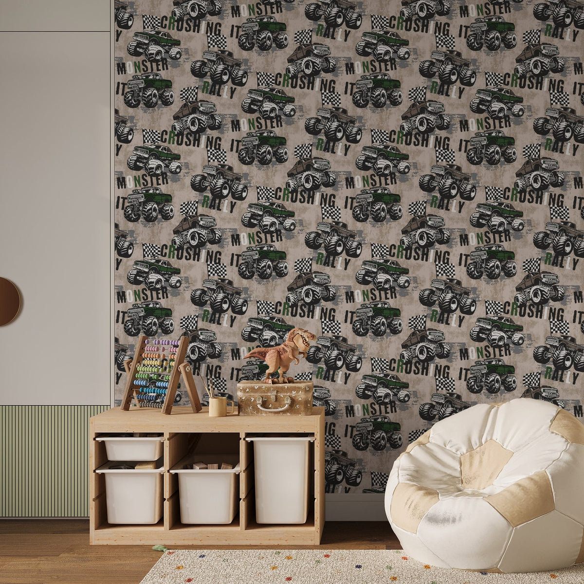 Monster Trucks Wallpaper in Beige color - pattern number G78569 - by Galerie in the Kids and Teens collection