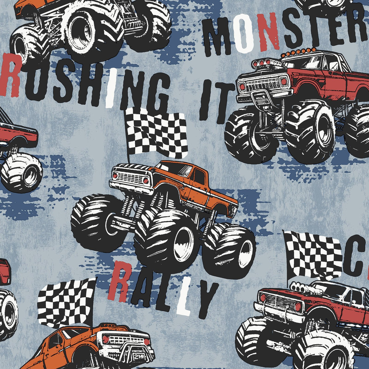 Monster Trucks Wallpaper in Blue color - pattern number G78570 - by Galerie in the Kids and Teens collection