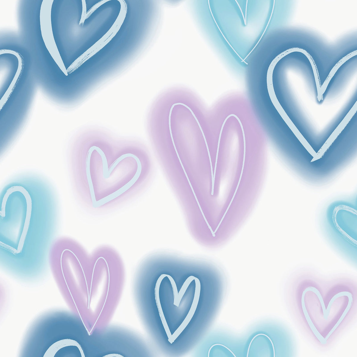 Neon Hearts Wallpaper in Blue color - pattern number G78576 - by Galerie in the Kids and Teens collection