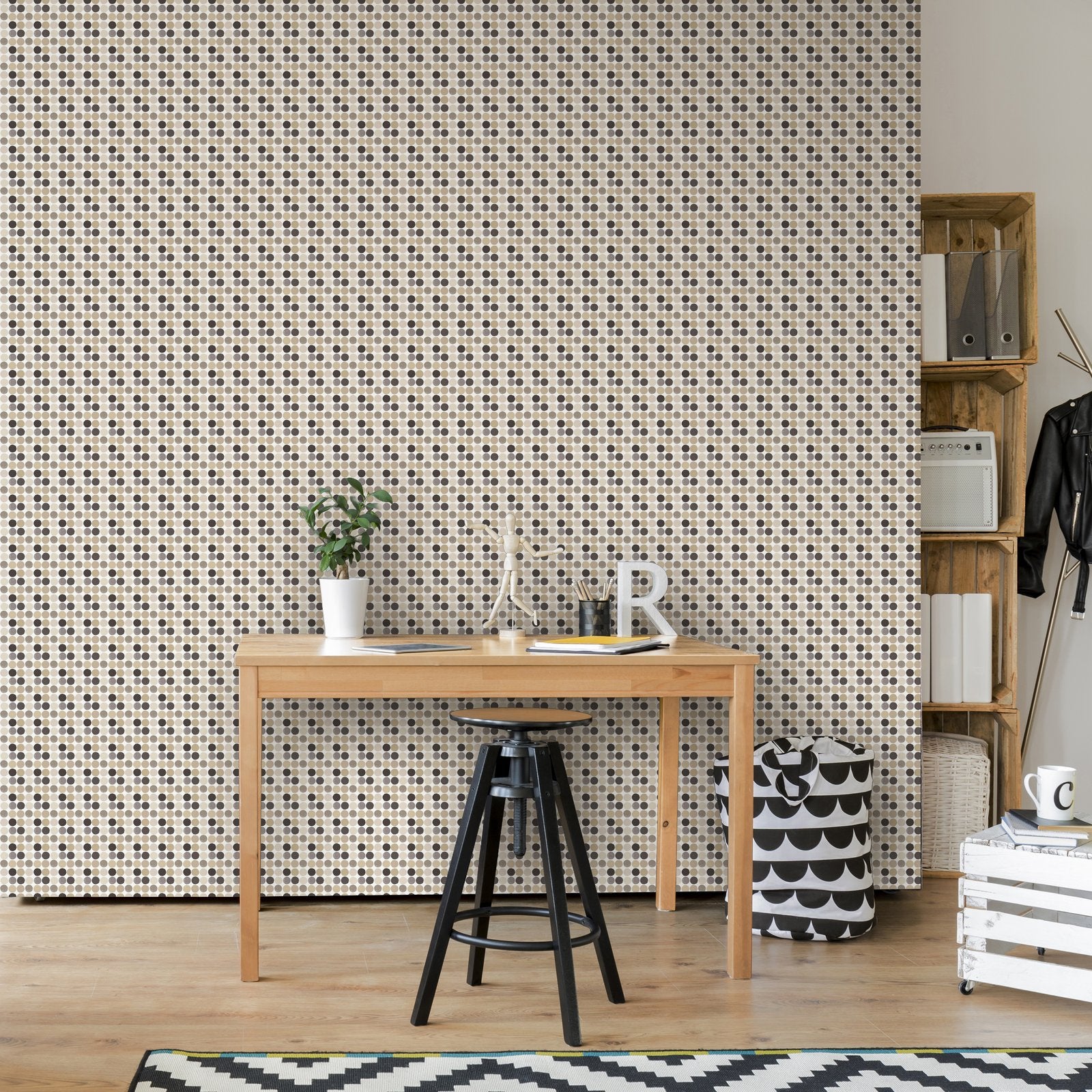 Penny Dots Wallpaper in Beige color - pattern number G78577 - by Galerie in the Kids and Teens collection
