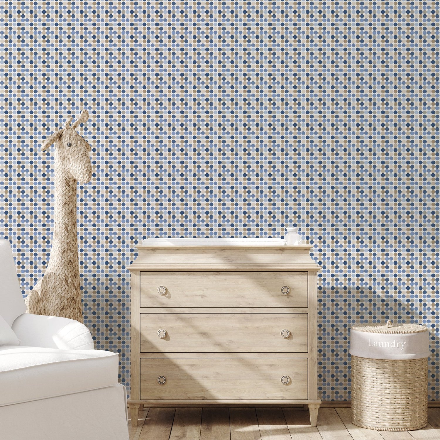 Penny Dots Wallpaper in Blue color - pattern number G78578 - by Galerie in the Kids and Teens collection