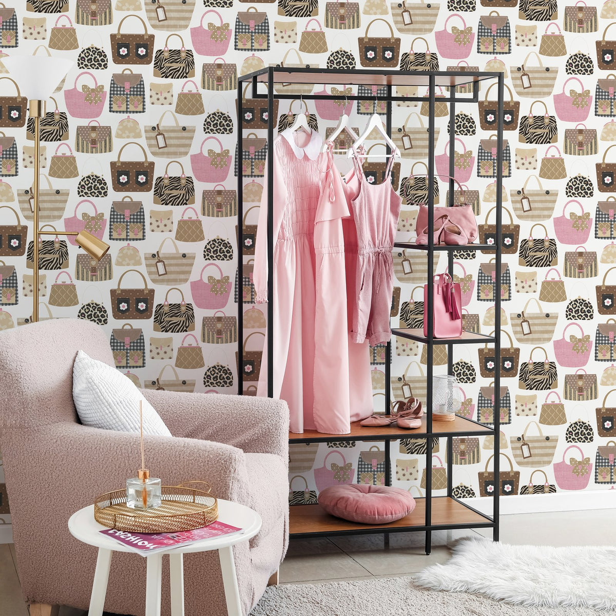 Purses Wallpaper in Beige color - pattern number G78582 - by Galerie in the Kids and Teens collection