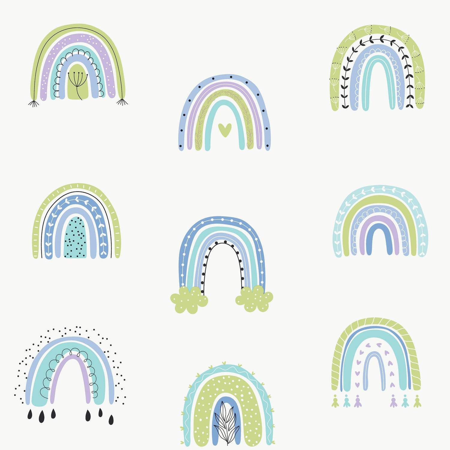 Rainbo-Ho Wallpaper in Blue color - pattern number G78585 - by Galerie in the Kids and Teens collection