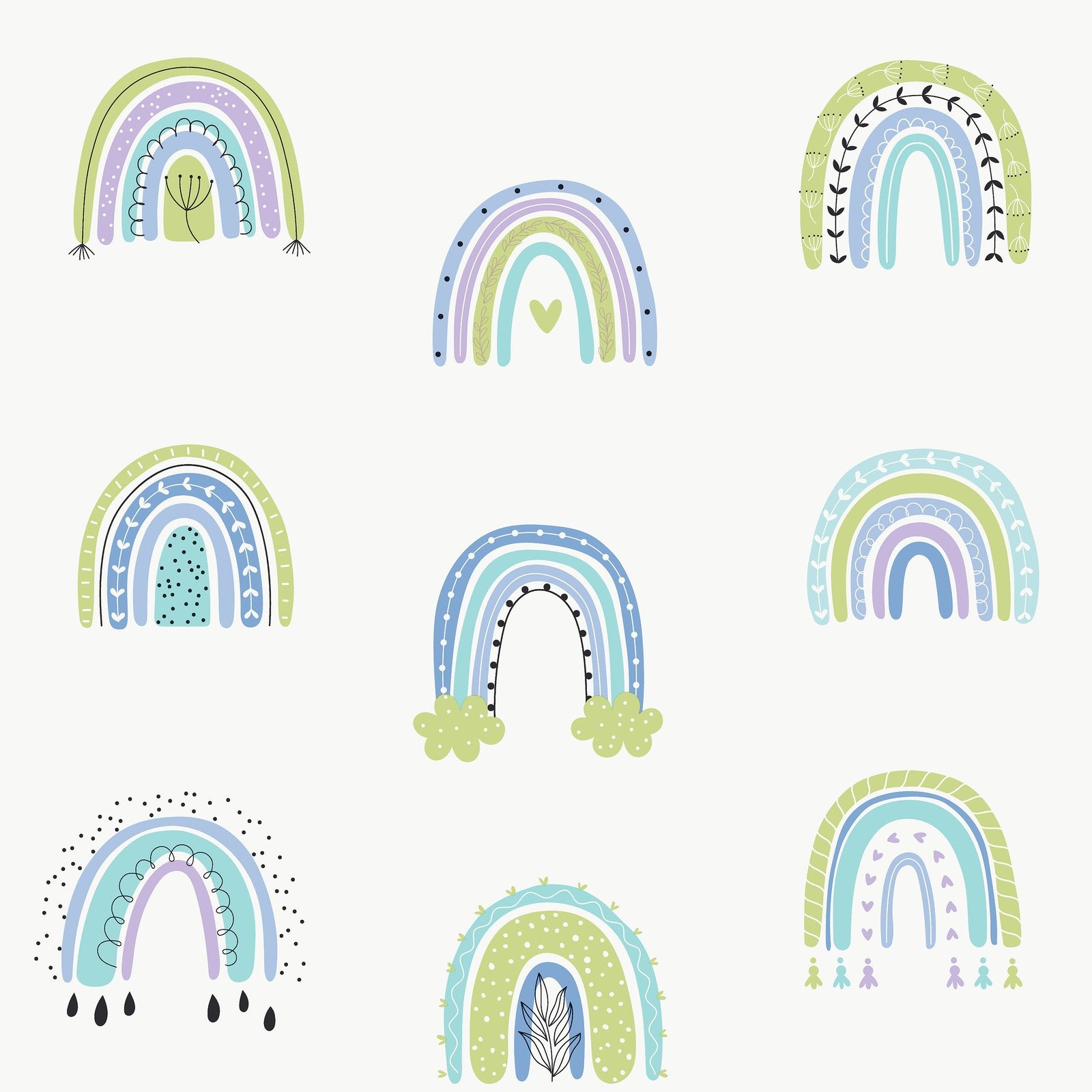 Rainbo-Ho Wallpaper in Blue color - pattern number G78585 - by Galerie in the Kids and Teens collection
