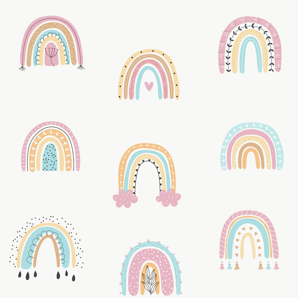 Rainbo-Ho Wallpaper in Yellow color - pattern number G78586 - by Galerie in the Kids and Teens collection