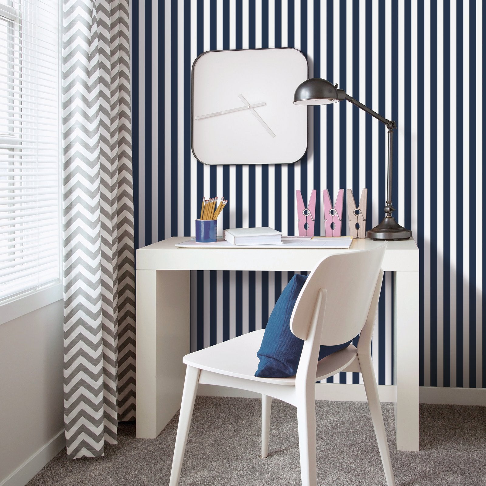 Regency Stripe Wallpaper in Blue color - pattern number G78587 - by Galerie in the Kids and Teens collection